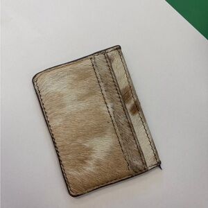 Leather Haircalf Card Wallet - Brown